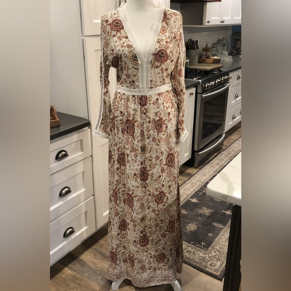 LUCCA- vintage Floral embroided lace Maxi Dress